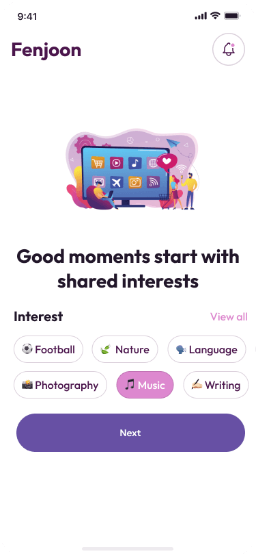 Fenjoon app screen 3